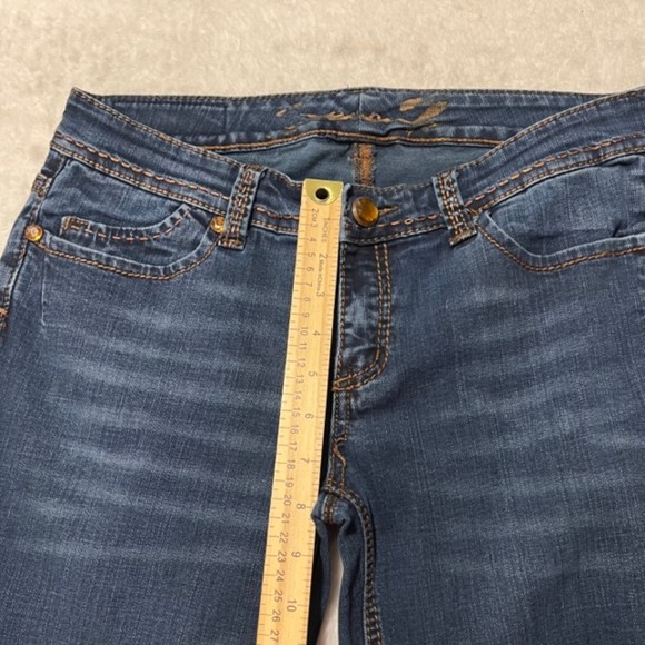 Seven7 Womens Blue Washed Bootcut Denim Thick Stitch Mid Rise Jeans Size 8 - Picture 11 of 12